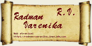 Radman Varenika vizit kartica